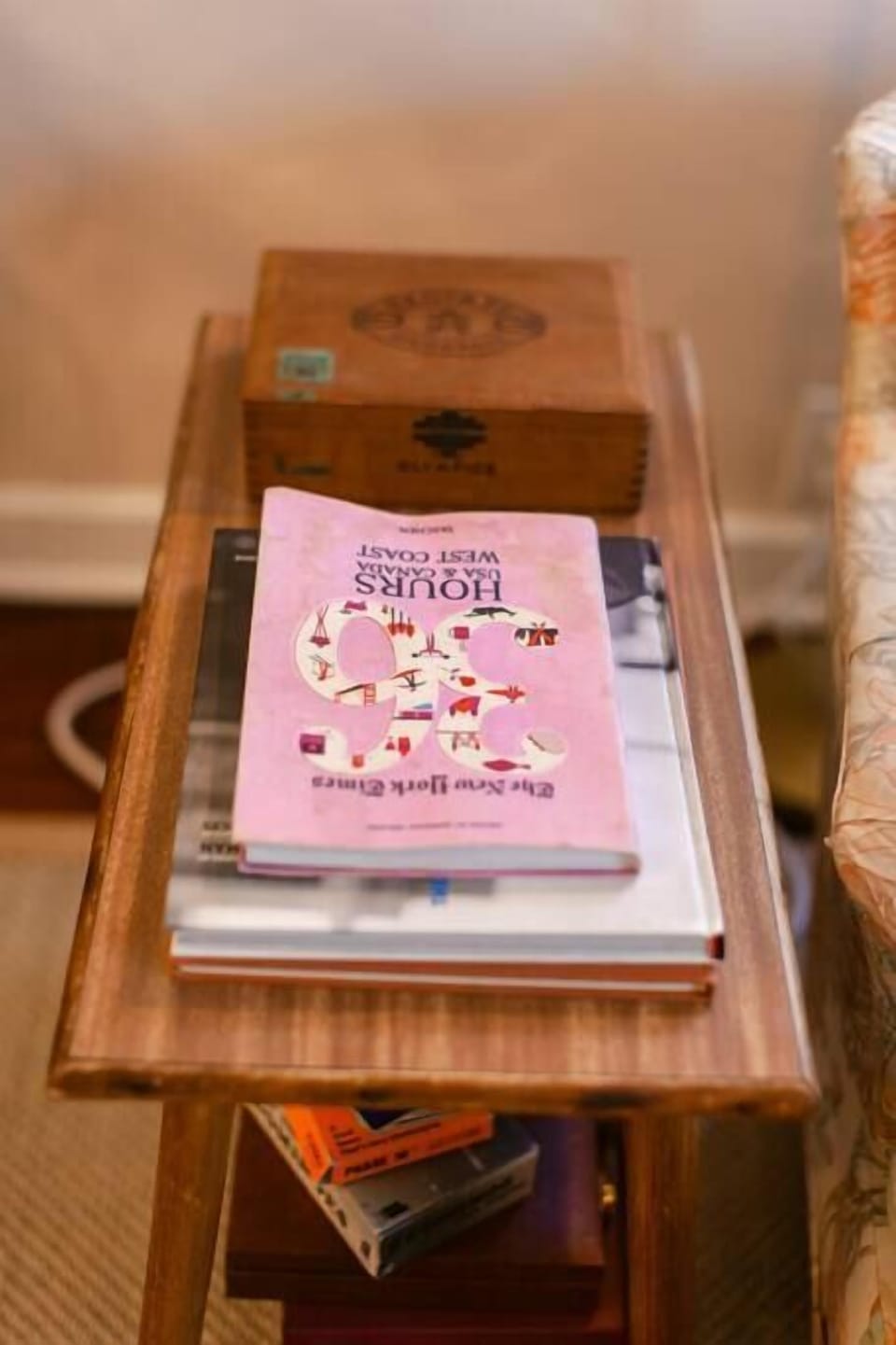 
A stylish side table with books for inspiration and a touch of charm.