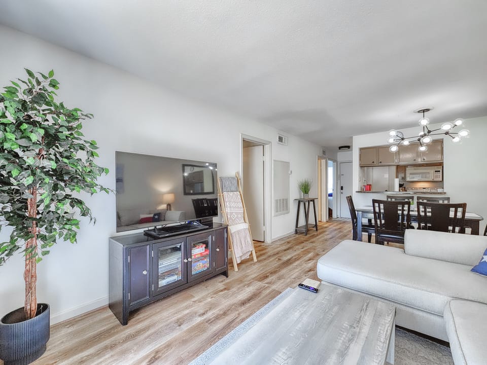 A sunny view of the condo. The brand new A/C (March '23) keeps things cool too