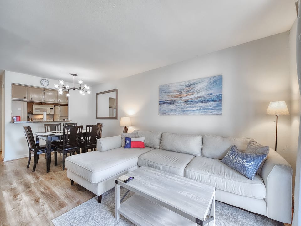 Living room with extremely comfy and large sectional sofa