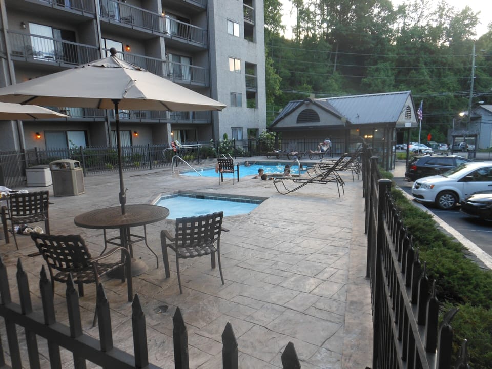 Shared pool, kiddie pool and hot tub.  All open Memorial Day through Labor Day.
