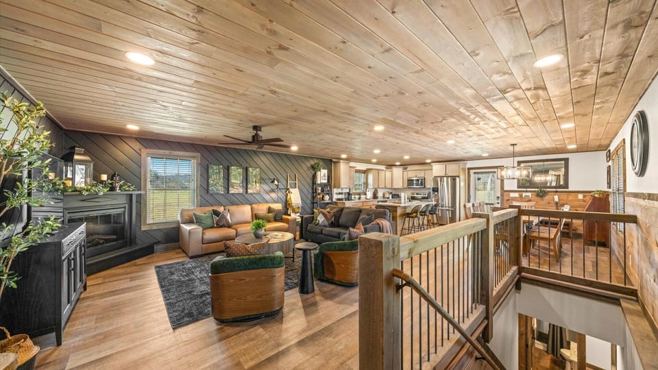 Open concept with a spacious living room and plenty of comfortable seating for everyone