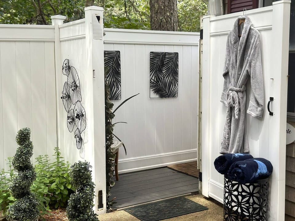 Outside shower with robes