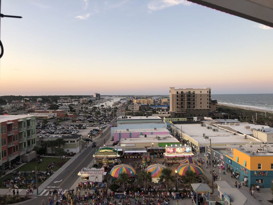 View of boardwalk looking north from atop of ferris wheel