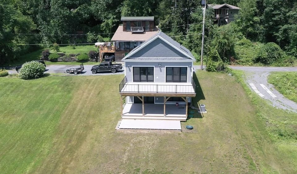 The side of the house that faces the lake.