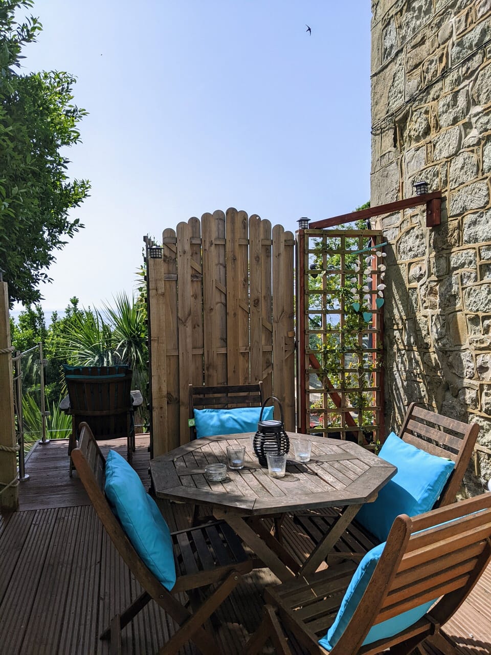 Private decking area overlooking the sea view
