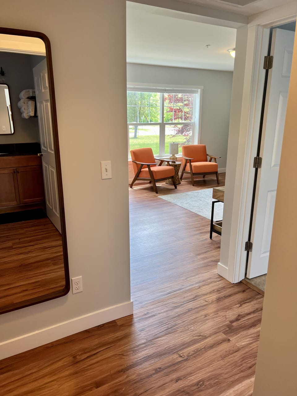 Hallway from Bathroom. Full length mirror. 