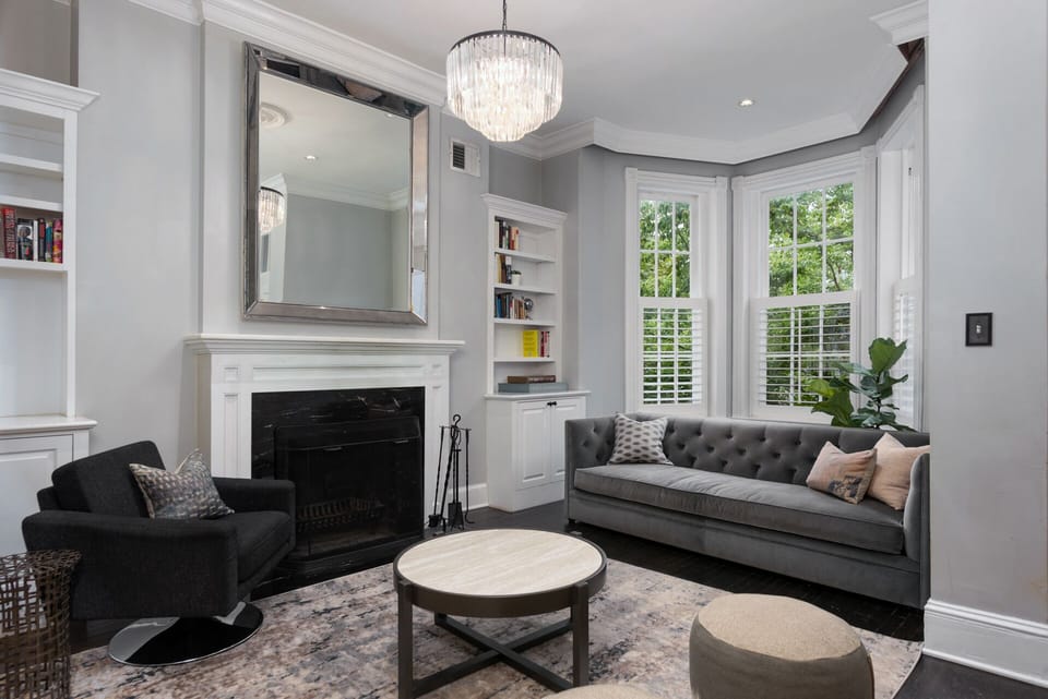 Living room featuring Restoration Hardware furniture