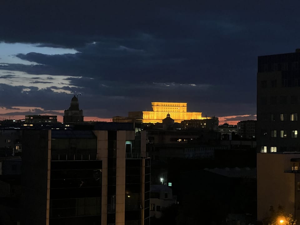 Amazing view of the Palace of Parliament from the condo's terrace