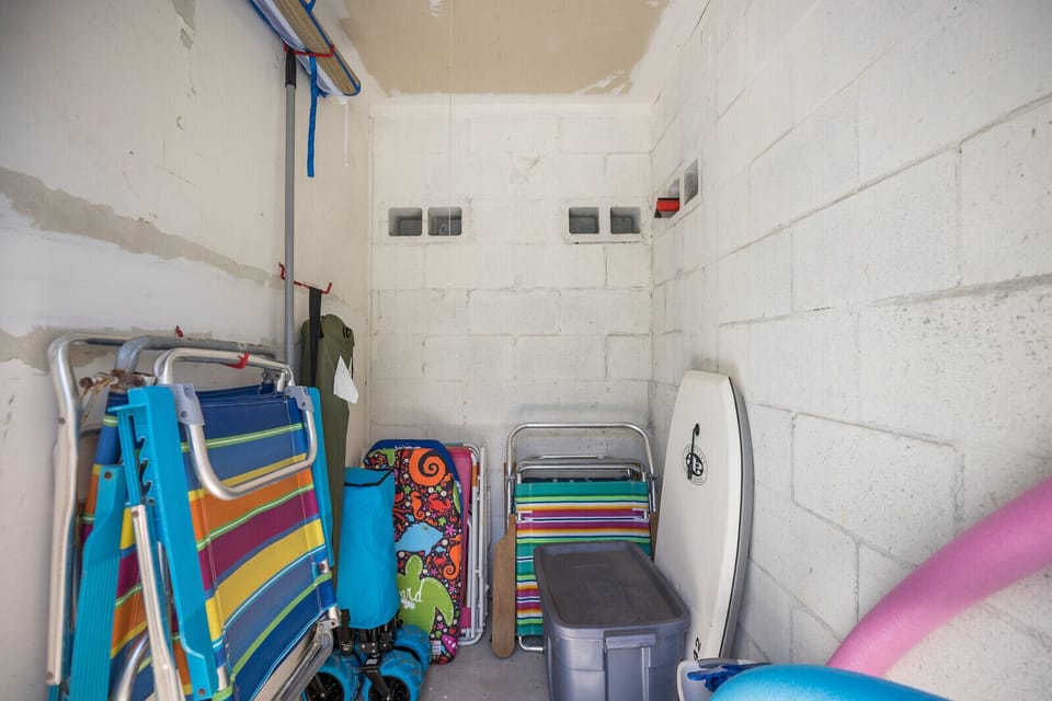 Beach Essentials located in the shed