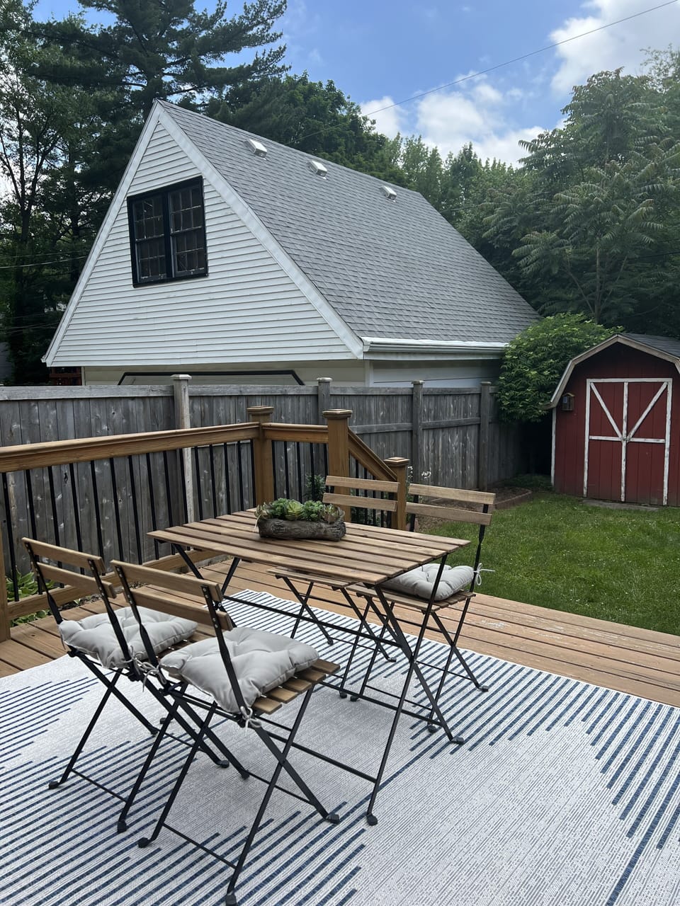 Large backyard next to patio