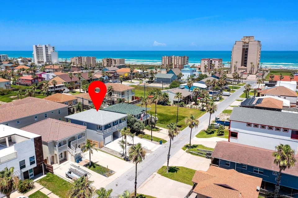 Aerial view of the property with the beach!