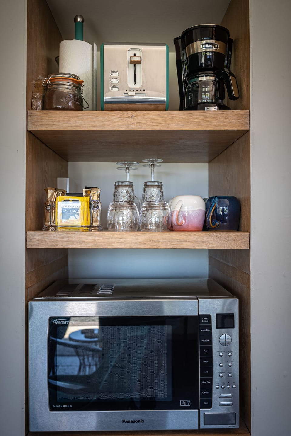 Microwave oven, coffee maker and toaster