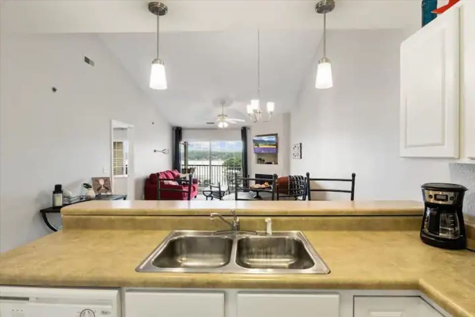 Kitchen opens to family room.