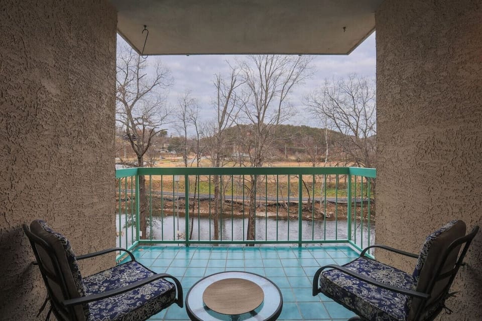 Deck view of river and pool