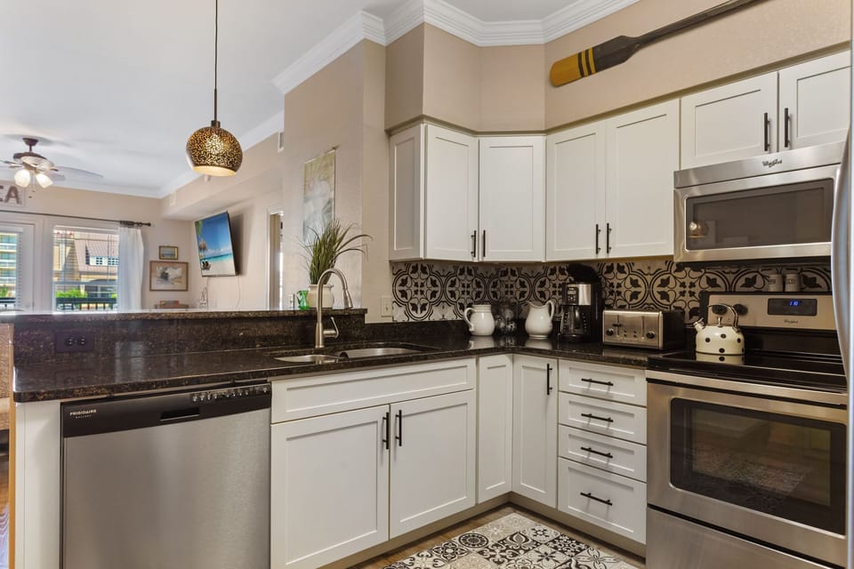 Well-equipped kitchen with Stainless steel appliances.