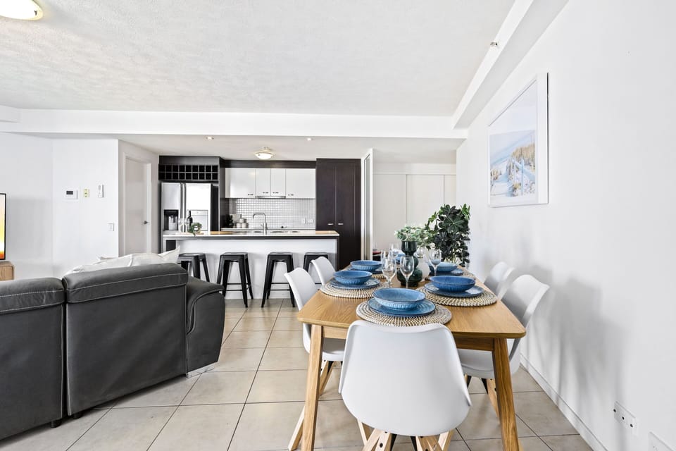 Dining area is right next to the living area and the kitchen