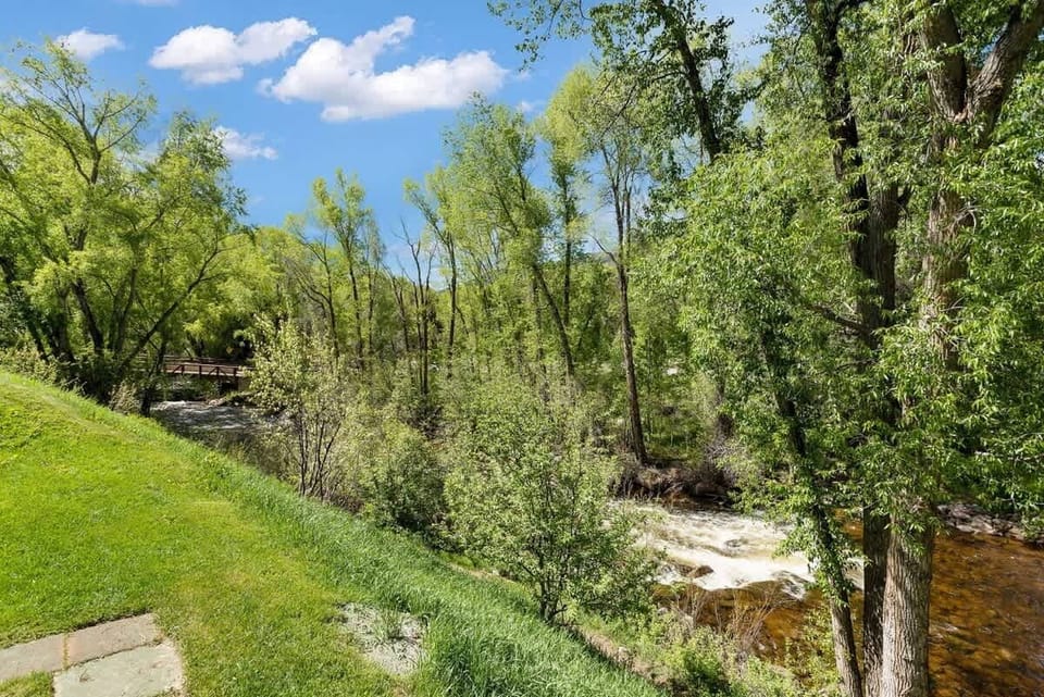 View of Roaring Fork river from balcony/window