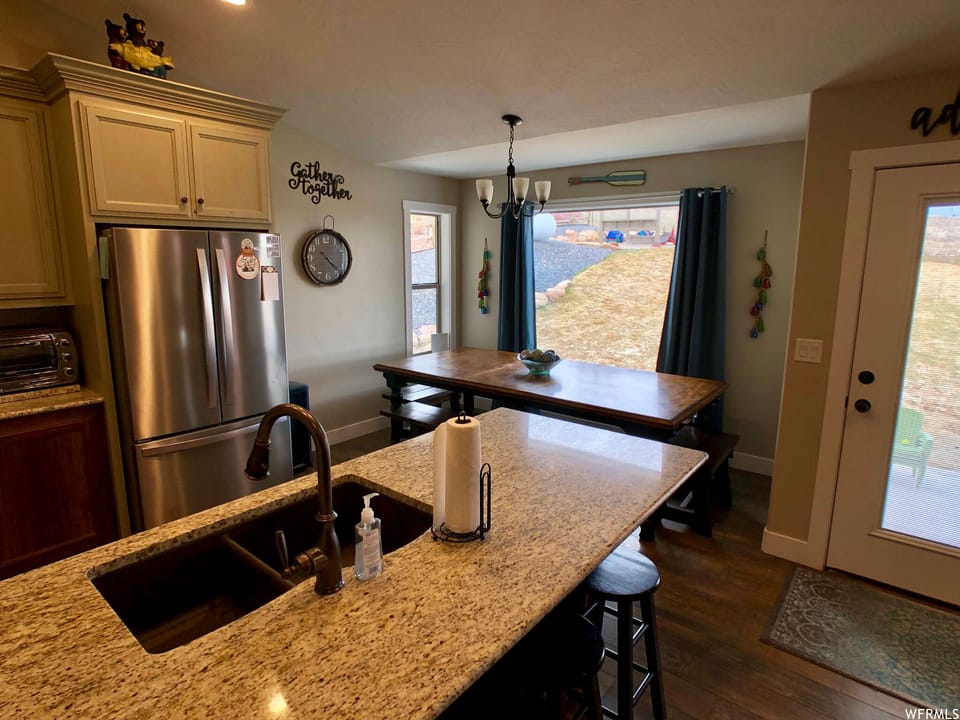 Large dining table with benches