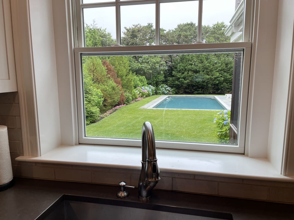 View of pool from kitchen