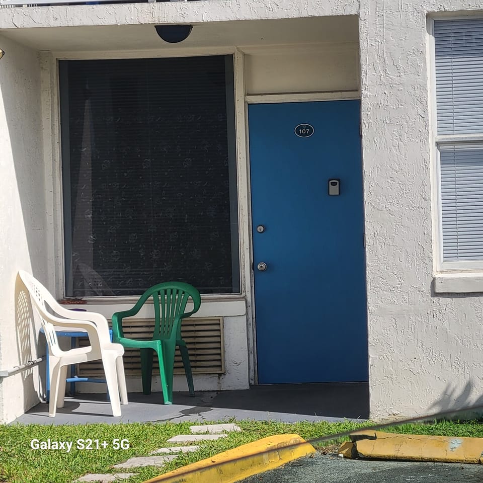 Little porch by one of entrances 