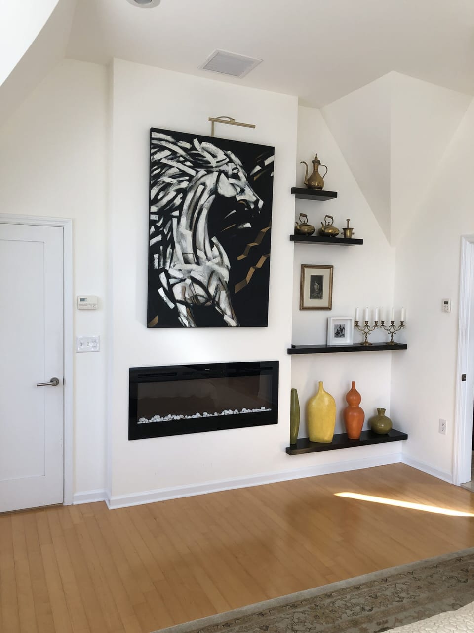 A gas fireplace sets the mood at night