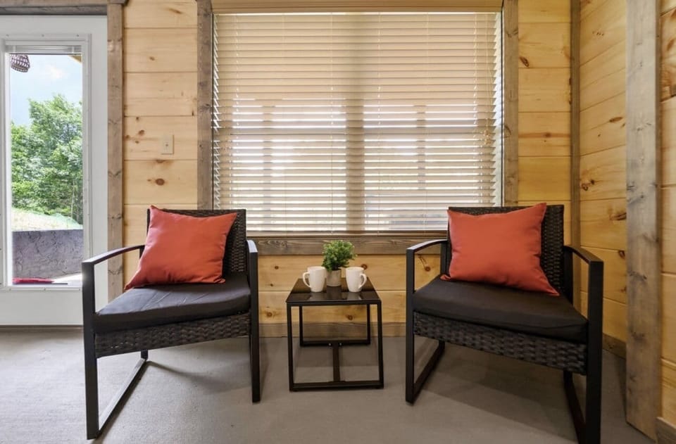 Extra seating in the indoor pool room.