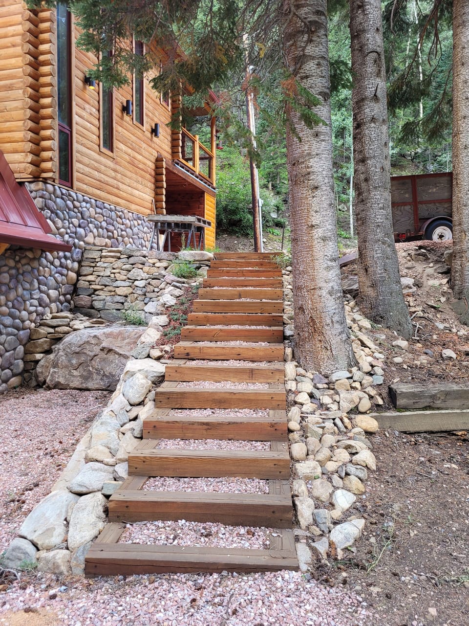 Access from driveway to stream level.