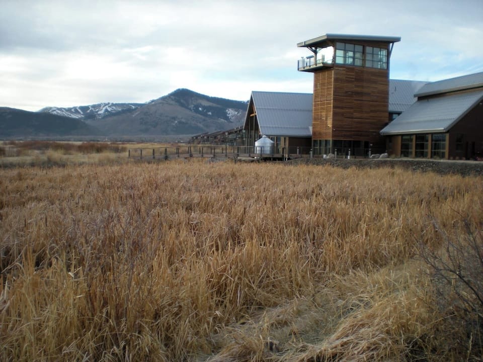 Swaner Eco Center in the fall with Park City Resort in the background.