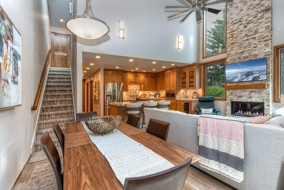 The open-concept layout of the gorgeous dining, living and kitchen areas mean you can enjoy your friends and loved ones from anywhere in this stylish space, as highlighted in this view from the dining area.