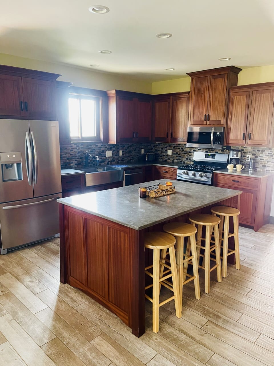 Oversized island with all new appliances 