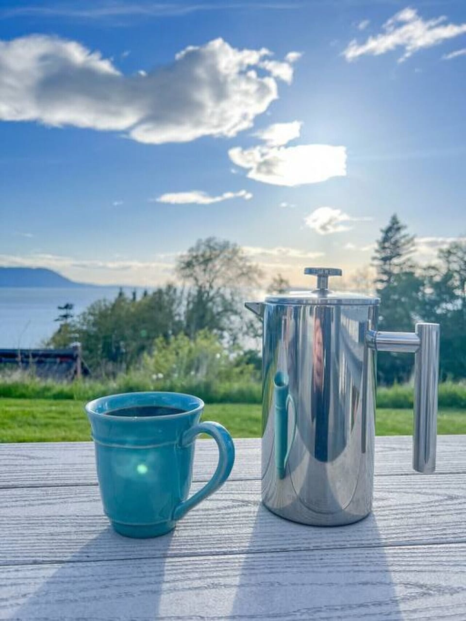 Let the day begin on the deck with your coffee