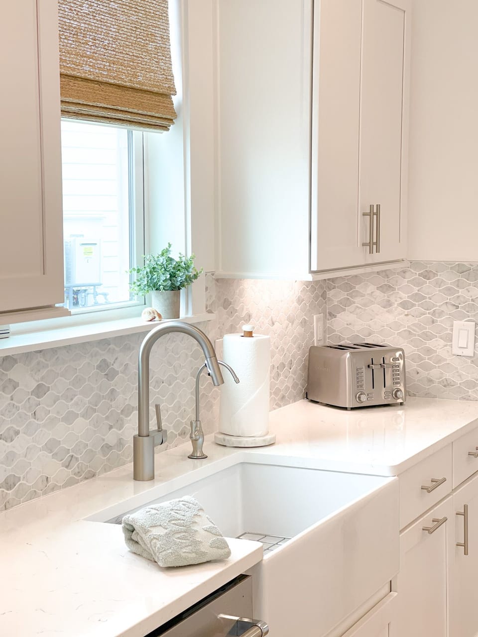 The kitchen is stocked with toaster, toaster oven, Keurig, and a 12 coffee maker