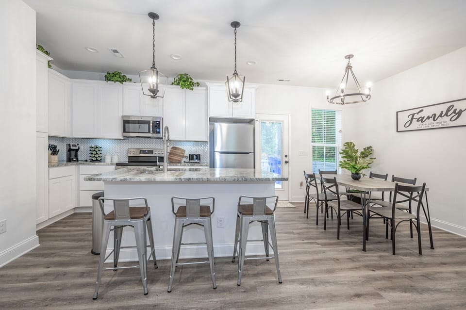 Kitchen seats 9 people