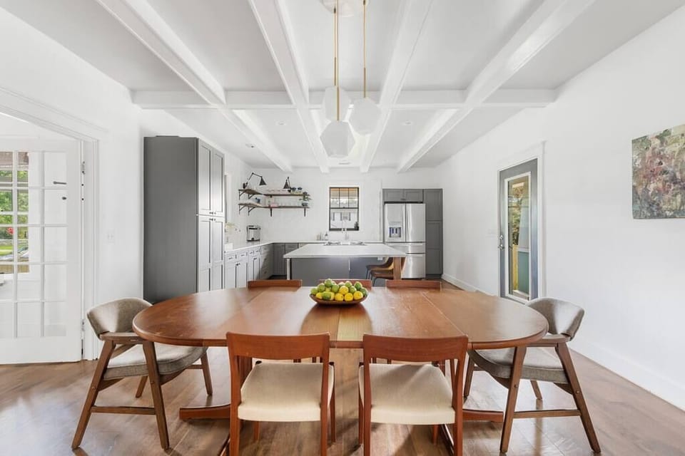Dining area in main house - the table can seat 8 plus 2 seats at the island