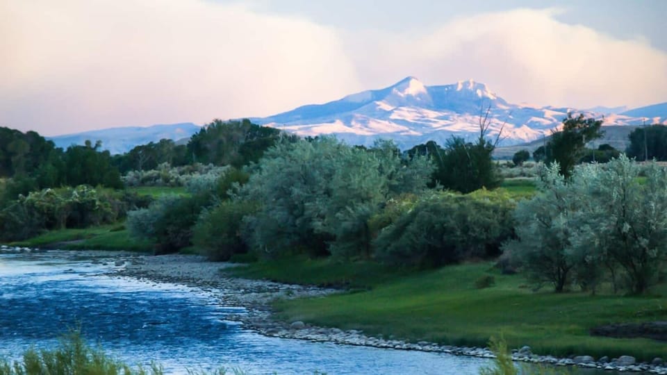 Heart Mountain provides a commanding presence over the Cody area - seen here north of Cody from the Clark's Fork of the Yellowstone.