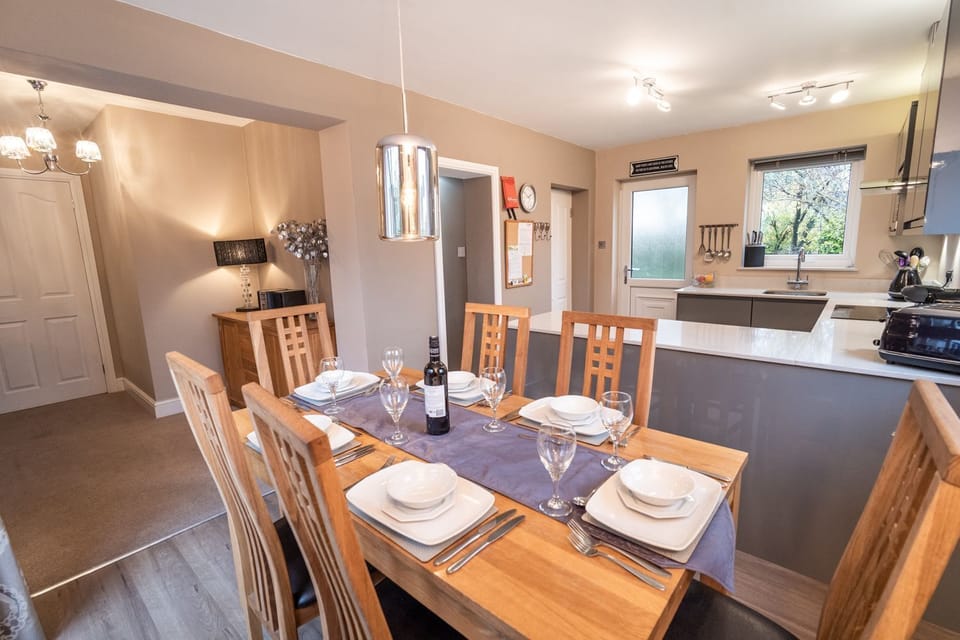 A large dining table is perfect for dinners and games nights