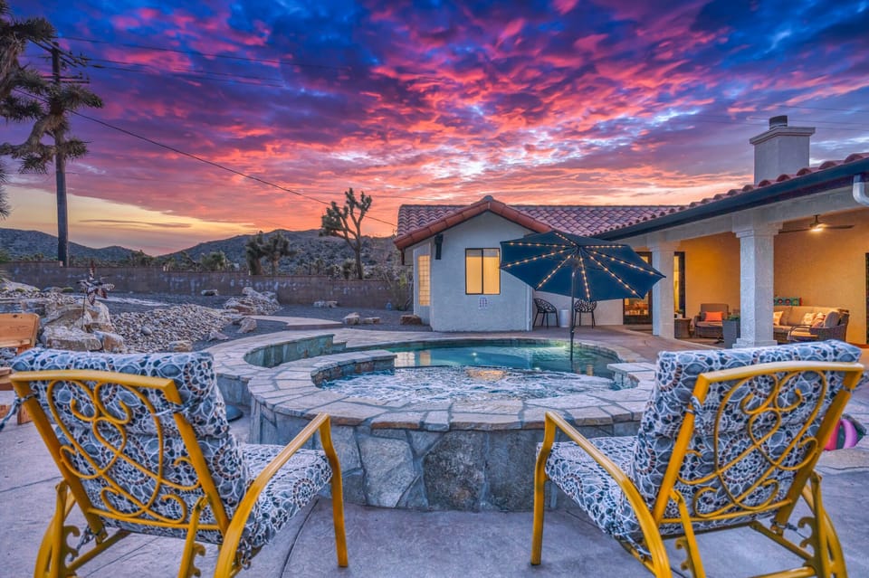 Picture yourself relaxing in the spa in your own backyard  desert oasis.