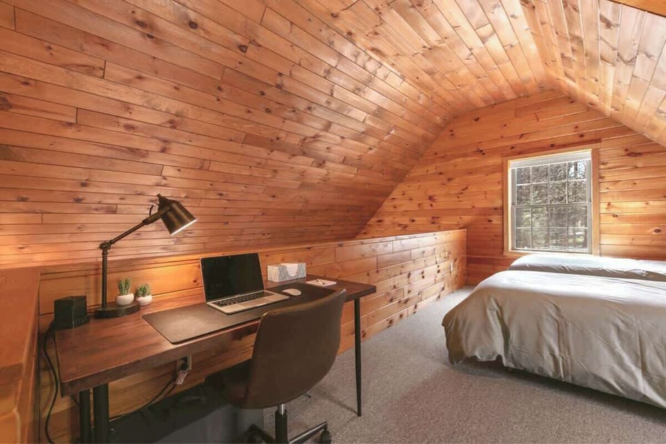 Working from home these days or need to take a minute away to get something done? We've created a designated workspace featuring a desk custom-made by our hosts!
