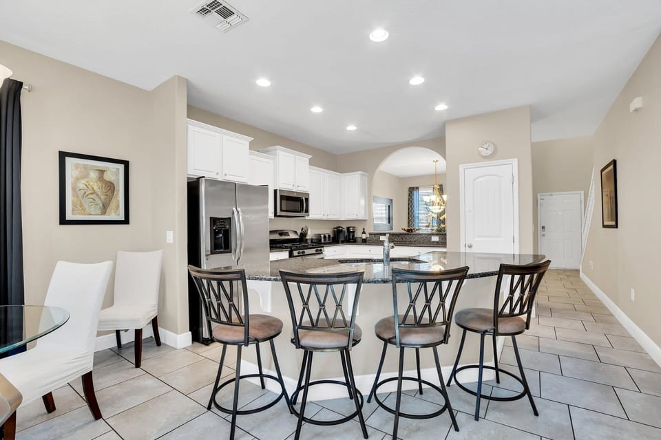 Tall bar stools at the counter make feeding the kids easy!