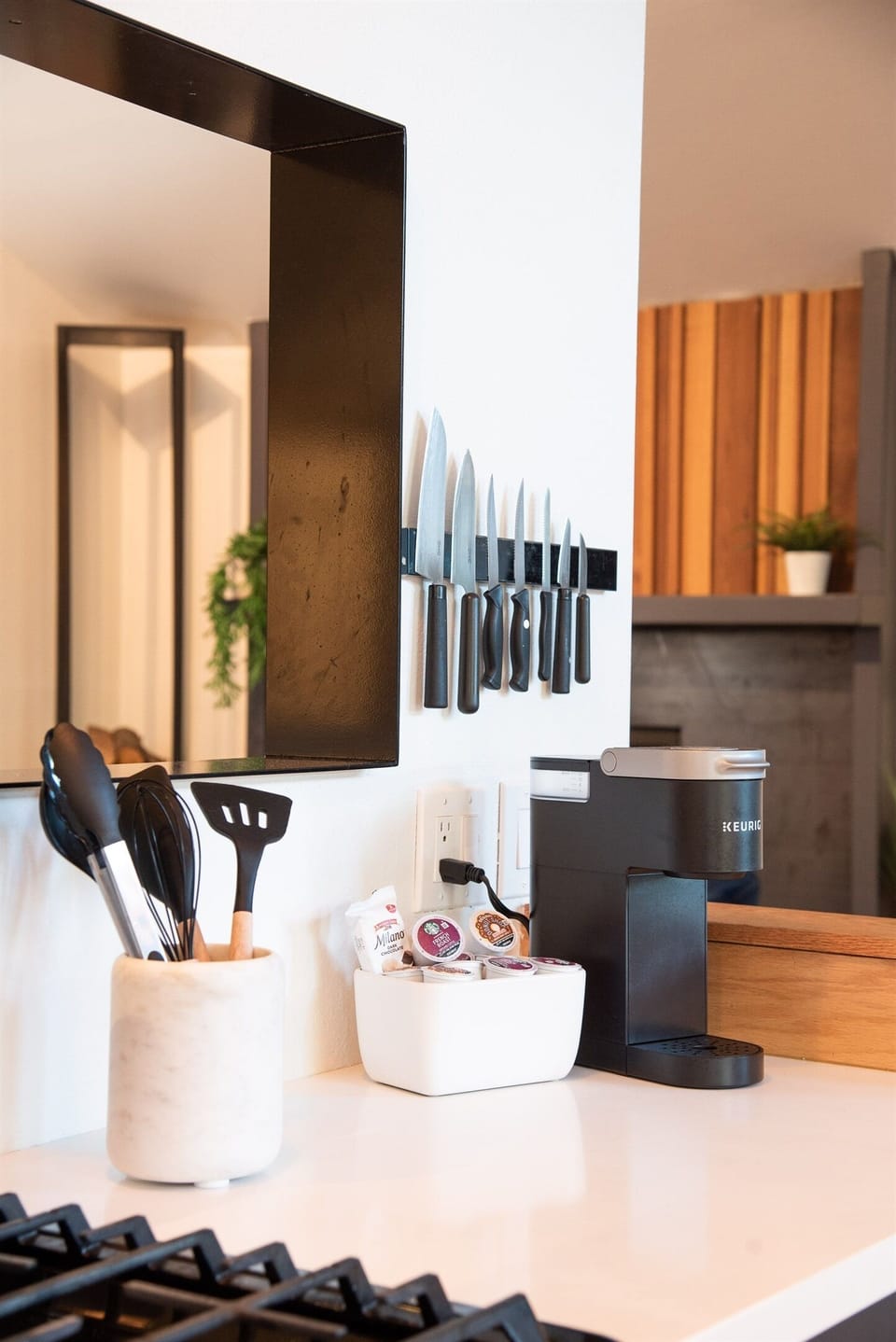 Enjoy a warm cup of coffee in the morning with your Keurig Coffee Machine.And be sure to enjoy the sunrise from from your Treetop view!