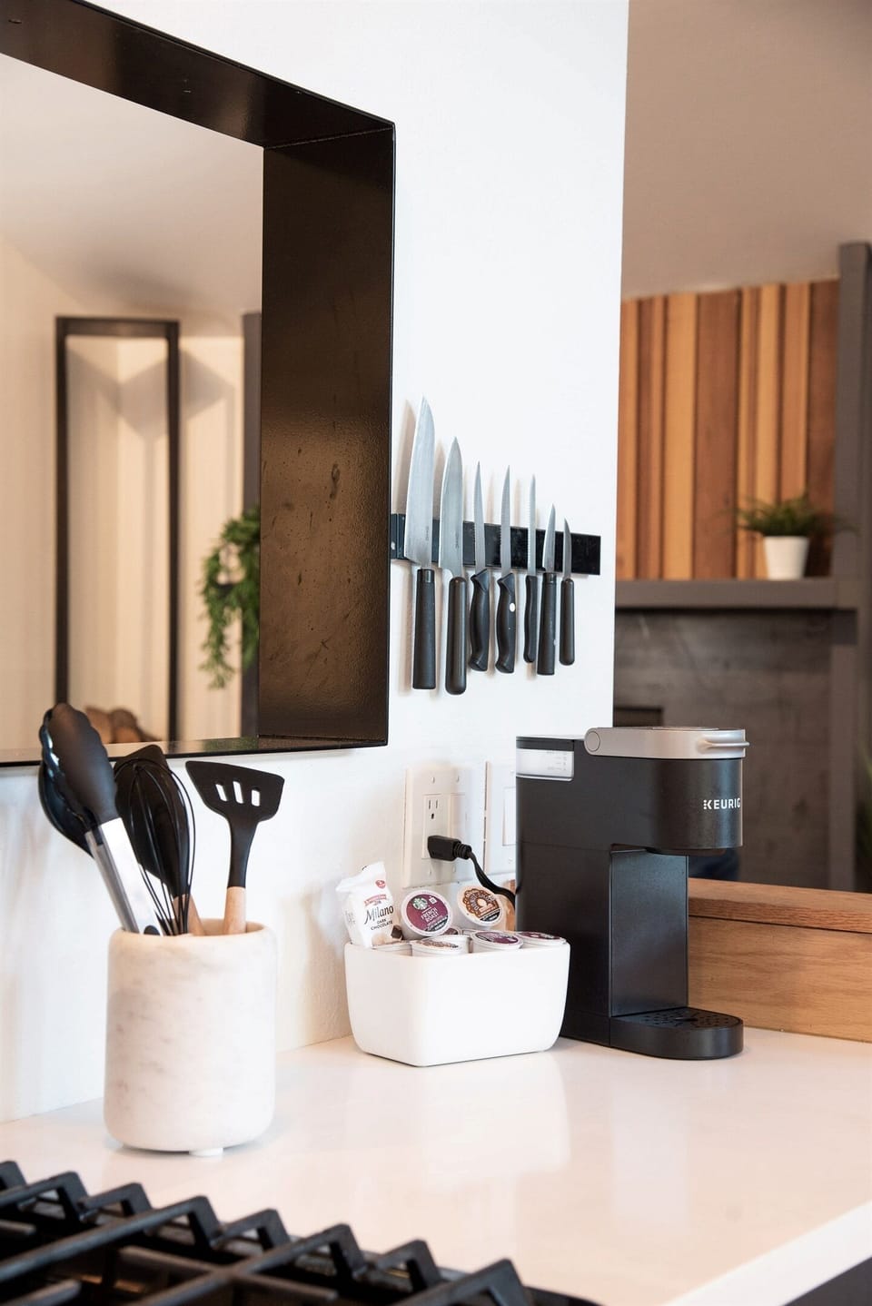 Fully stocked kitchen with everything you need, plus a coffee station to start your mornings right.