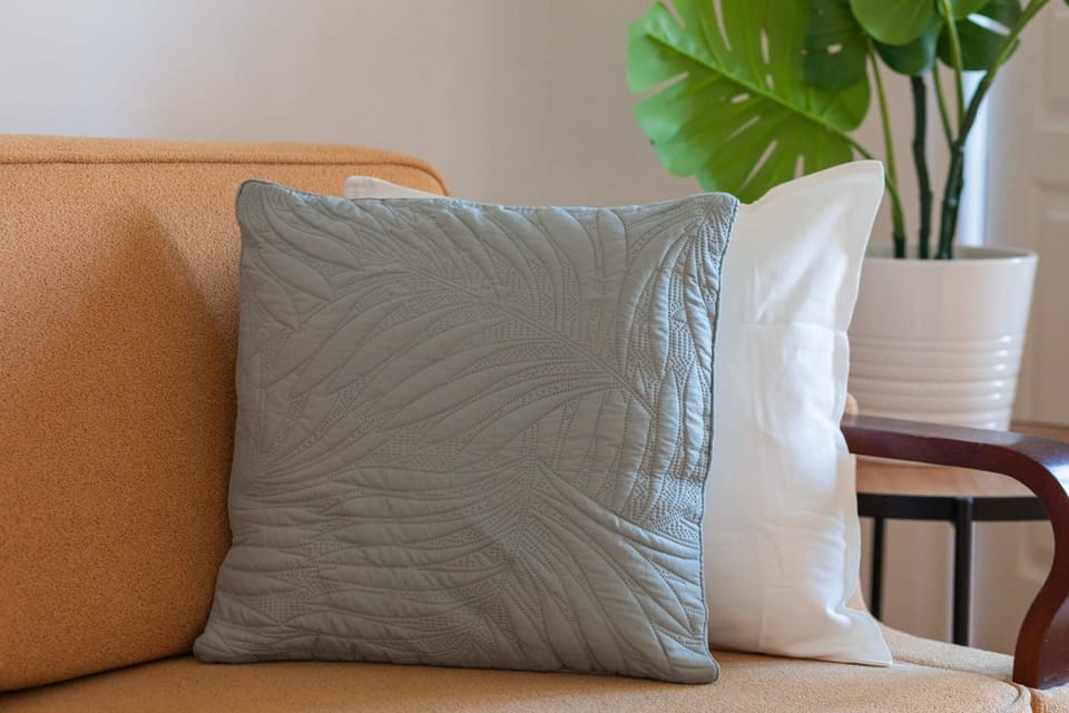 Comfortable, fold-out sofa in the living room. 