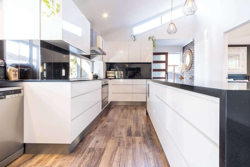 Beautifully designed kitchen with modern appliances.