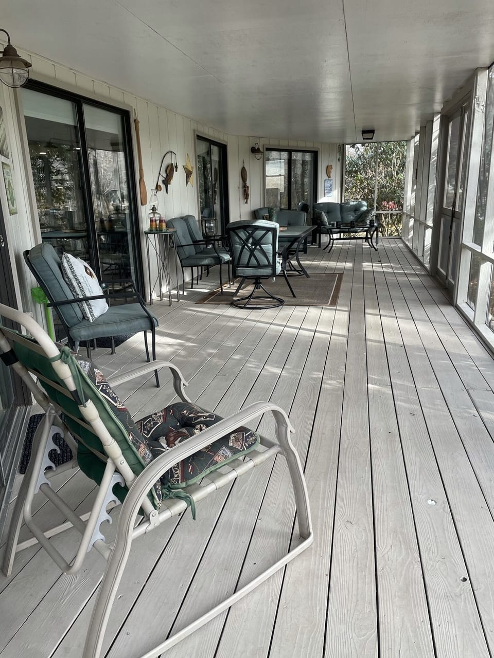 40 ft screened in porch facing the creek. 