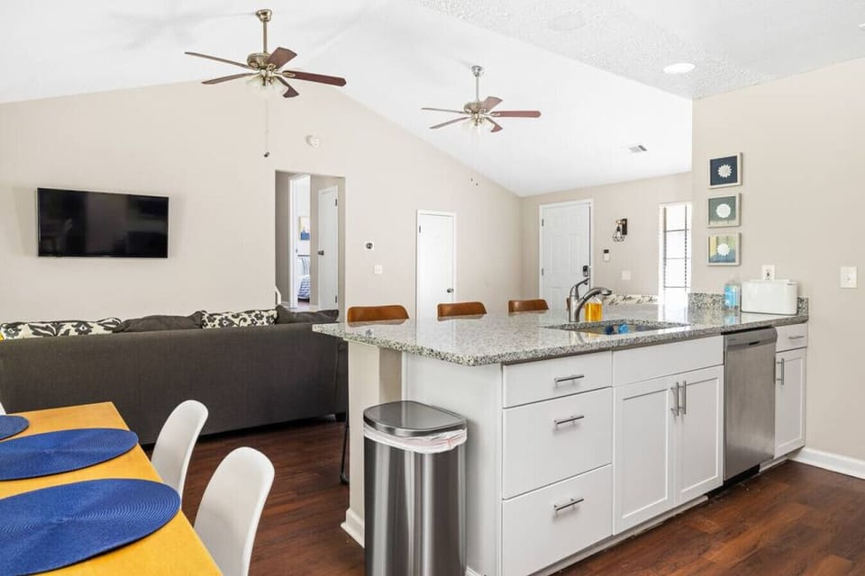 Our kitchen was recently renovated and features brand new stainless steel appliances.