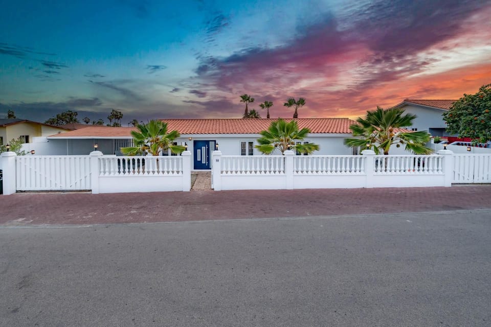The Front View of the Home during a Beautiful Caribbean Sunset.