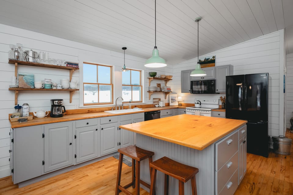 a large island for prep and family gatherings