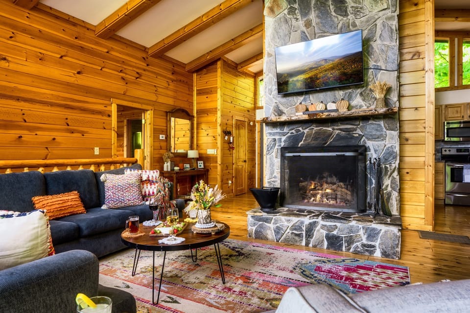 Enjoy a real wood fire while watching your favorite show with your group.
