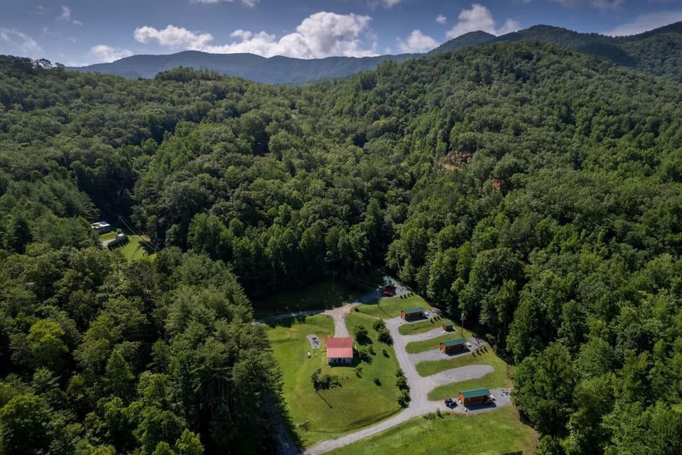 Aerial - Aerial view of the cabins