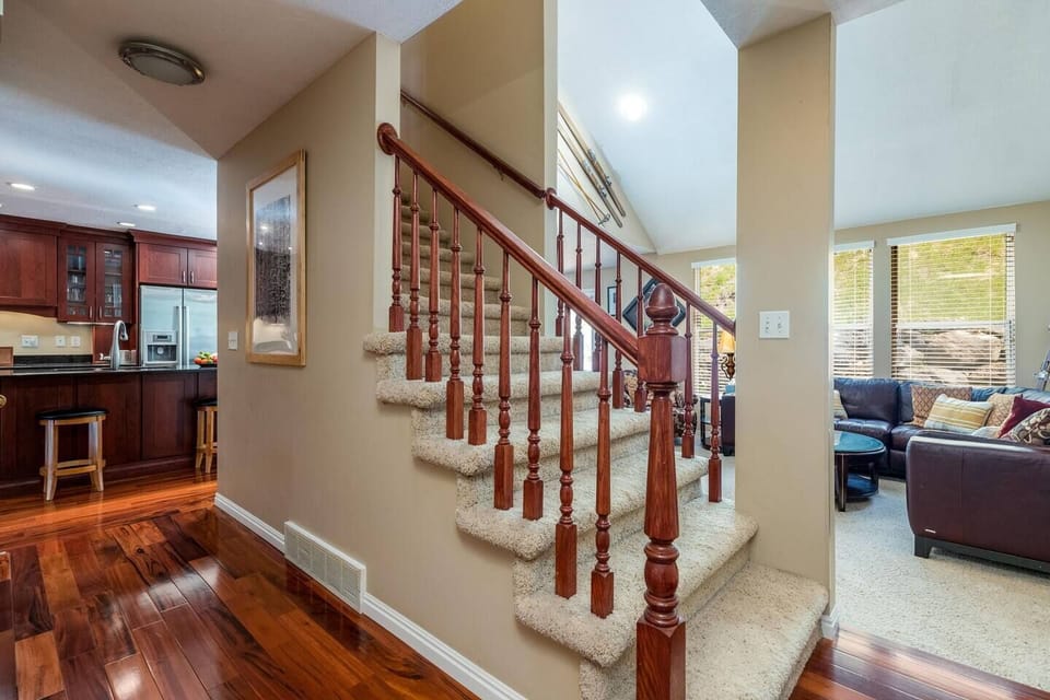 Modern stairs that complement the home’s open layout.